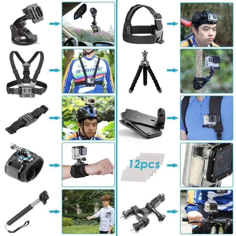 MIX BOX 50 in 1 Accessory Kit Compatible with GoPro Hero & DJI Osmo Action