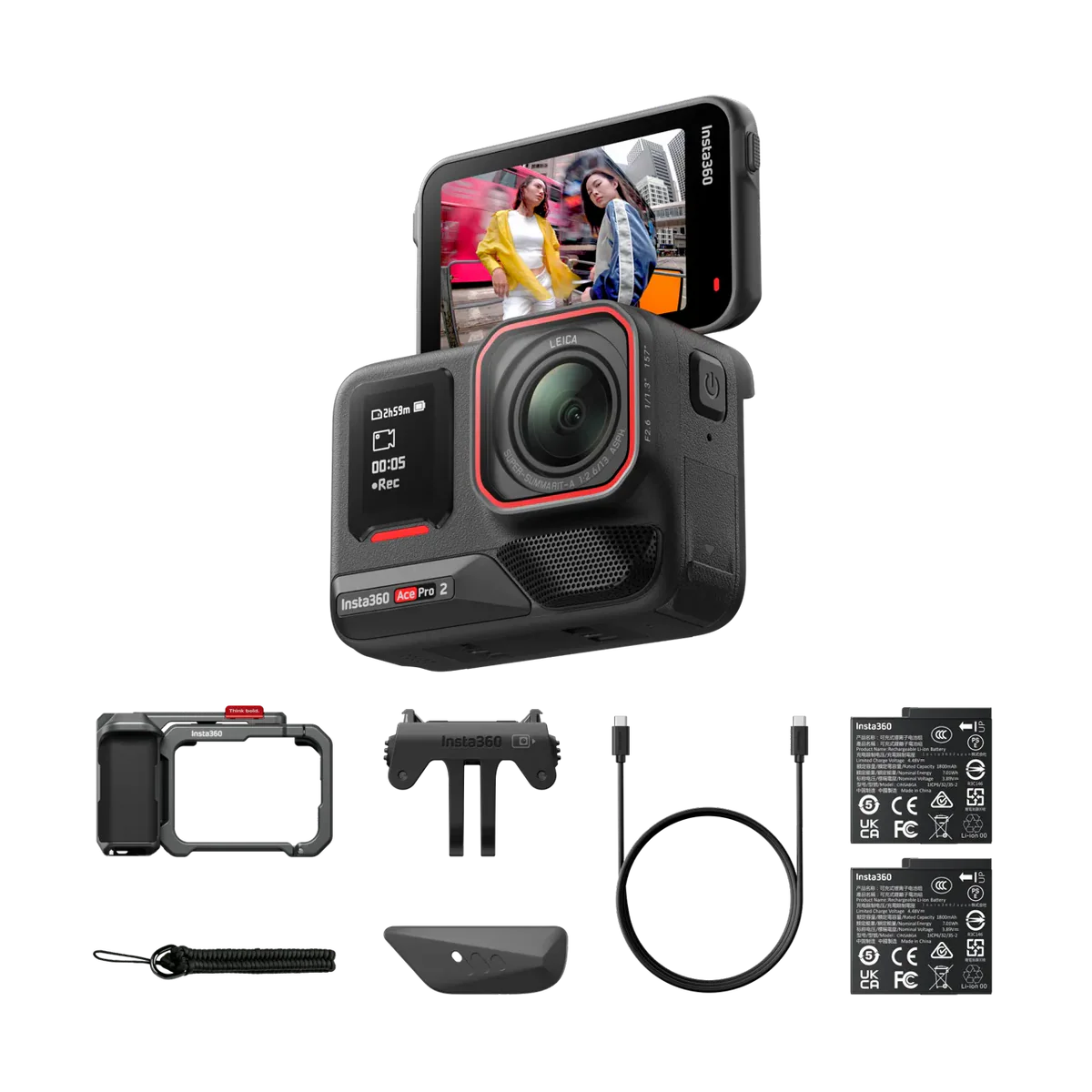 Insta360 Ace Pro 2 Action Camera Dual Battery Xplorer Bundle - Slate Grey