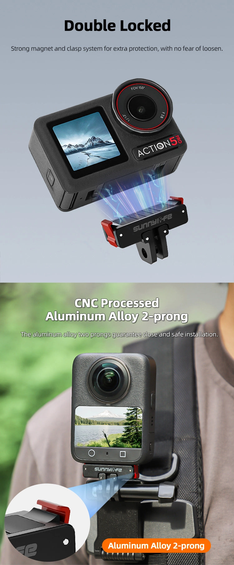 Foldable Magnetic Quick Release Mount for OSMO ACTION
