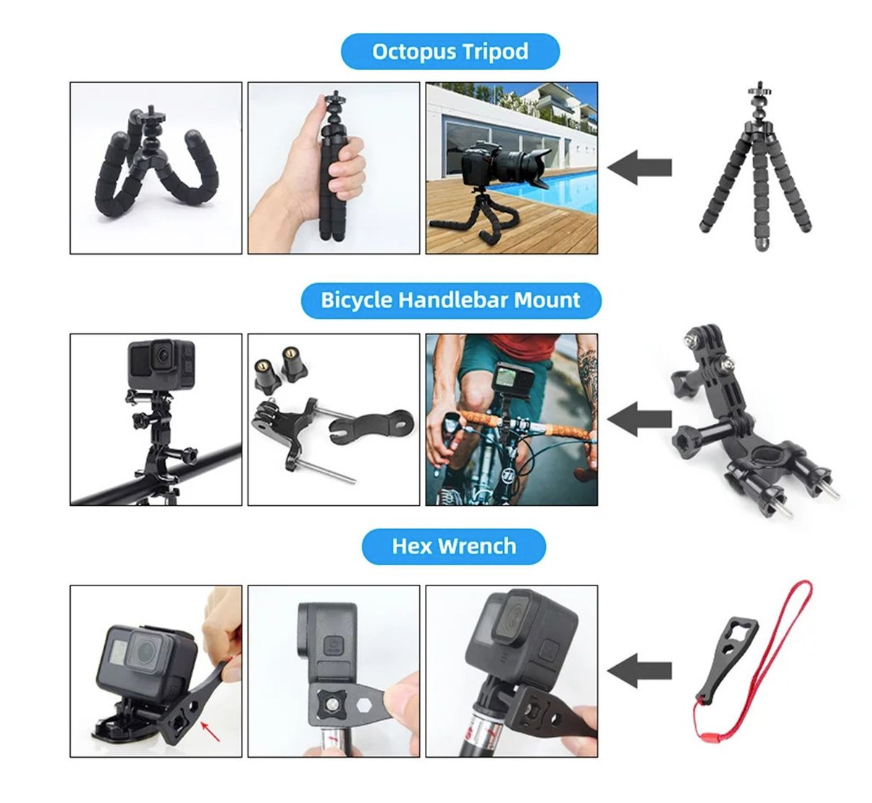 120 in 1 Accessory Kit Compatible with GoPro Hero & Osmo Action