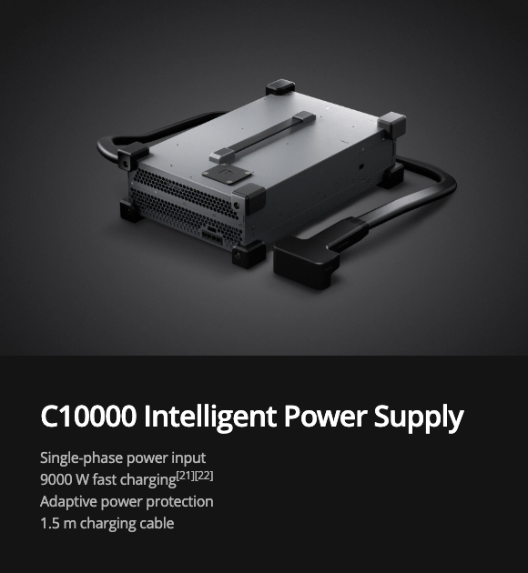 C10000 Intelligent Power Supply on a dark background with product details.